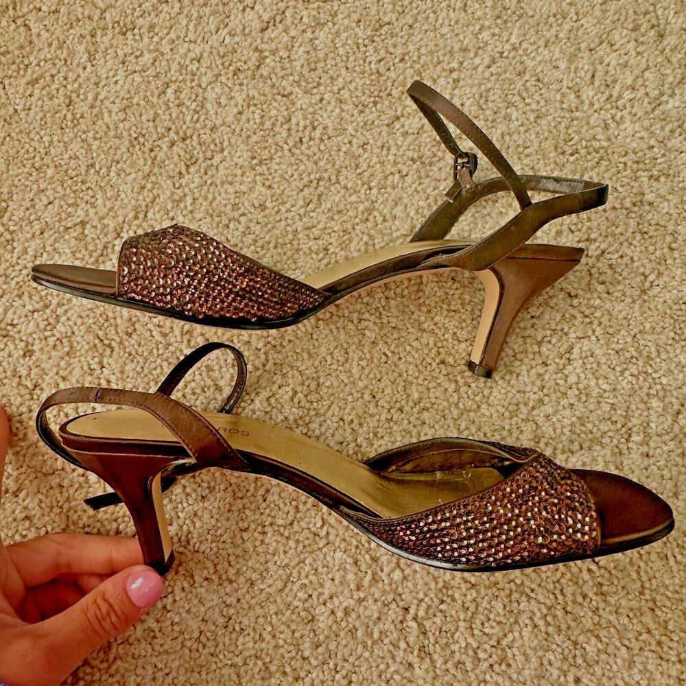 Caparros Brown Sequin Strappy Heels Womens Size 9.5 - Picture 3 of 6